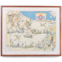 A framed colour print depicting the guide to the Battle of Libya during the Second World War,
