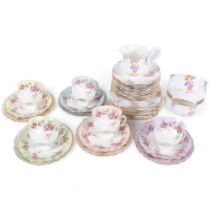 5 Aynsley cups saucers and plates with rosebud decoration, and Royal Albert floral decorated teaware