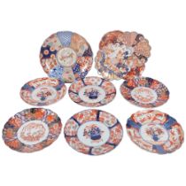 8 various Oriental Imari decorated plates