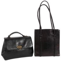 Vintage Melanie leather handbag, 32cm across, and a Bally leather bag with plaited handles