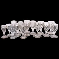 15 similar Antique and Vintage cut-glass goblets, tallest 11.5cm