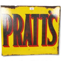 An early 20th century double-sided enamel sign "Pratt's", 53cm x 45.5cm