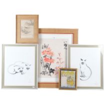 Signed Japanese painting of flowers in bloom, 69cm x 58cm, framed, Oriental prints of Siamese