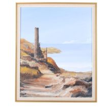 Peter Oldole (1982), oil on canvas, study of a Cornish mine, framed, 55cm x 45cm overall