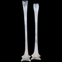 2 very tall Vintage glass vases, tallest 108cm