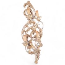 A modern carved wood candelabra style wall sconce, 4-branch light fitting, H70cm