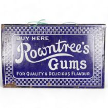 An early 20th century blue and white enamel advertising sign "Buy Here Rowntree's Gums", For Quality