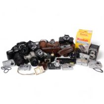 A quantity of various Vintage cameras and equipment, including a Canon EOS650, a Canon EOS300, a