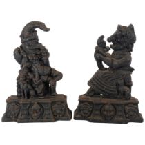 A pair of cast-iron Punch and Judy doorstops, tallest 35cm