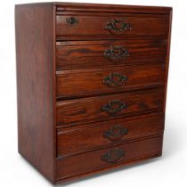 An Art Nouveau oak 6 drawer collector's chest, 40cm x 48cm x 26.5cm Good overall condition with a