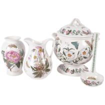 Portmeirion Botanic Garden tureen cover with ladle, matching jug and vase