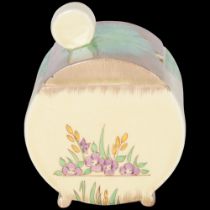 CLARICE CLIFF - a Clarice Cliff preserve pot and cover, in Glendale Trees pattern, circa 1936, H11cm