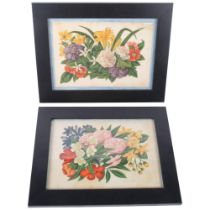 2 similar framed Antique prints, depicting various floral images, in modern frames, 37cm x 28cm (2)