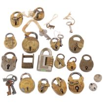 A collection of 19th century and later brass and steel padlocks