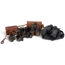 A selection of Vintage binoculars, including a pair of Prismoid Aero Binocular Club binoculars, a
