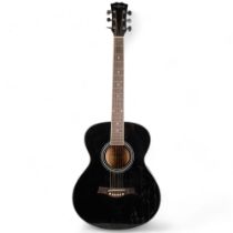 A Gear4music acoustic guitar, model SA-10BK, with associated softshell casing