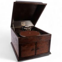 An early oak-cased HMV gramophone, 37cm across