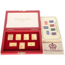 A set of the Coronation issue silver-gilt replica stamps, commemorating the Coronation of Queen