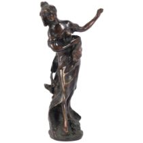 After Auguste Moreau, a patinated cast-bronze study of Princess Elena, H36cm