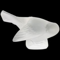 A Lalique frosted glass study of a dove, L11.5cm, engraved Lalique France to the underside Good