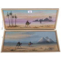 GAUTIER - pair of panoramic watercolours, Egyptian views, 22cm x 52cm overall, framed