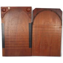 2 similar Vintage Shove Ha'penny wooden board, 1 without maker's label, second with maker's label "