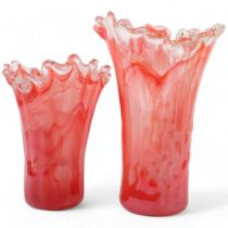 2 Italian glass vases, by Vetrerie Chirico Srl, tallest 37cm