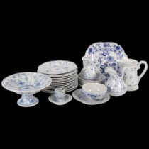 Assorted Continental blue and white Onion pattern jugs, comport, plates, etc