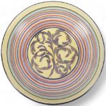 Glyn Colledge for Denby Pottery, a mid-century hand painted decorative bowl, wired for hanging, with