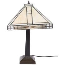 A Tiffany style table lamp with leadlight glass shade, H45cm