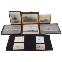 6 framed photographs of warships, including HMS Shamrock, and an album of related photos