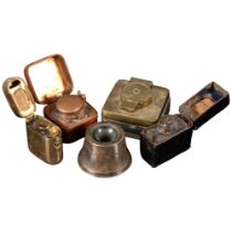 A group of 4 travelling inkwells, and a small silver-cased inkwell (5)