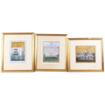 3 gilt-framed artist's proofs, Venice views, signed and dated 2013, 43cm x 38cm approx overall