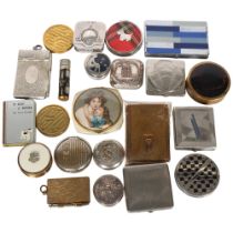 A collection of various Vintage compacts, pillboxes and lipstick holder (boxful)