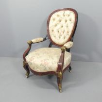 A 19th century French boulle fauteuil / salon chair.