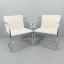 MIES VAN DER ROHE - A pair of Knoll Studio BRNO tubular steel cantilever armchairs, in original