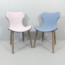 Two B&B Italia Papilio upholstered shell side chairs, on wooden legs by Naoto Fukasawa, 2015, with