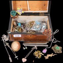 A collection of silver and other costume jewellery, including a large gilt-metal framed cameo,