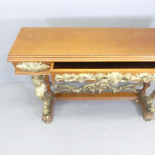 A modern mahogany and gilt painted console table, with single drawer, and applied carved and pierced - Image 2 of 2