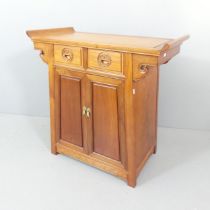 A modern Chinese hardwood altar cabinet. 82x81x41cm.