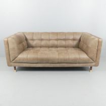 JOHN LEWIS - A contemporary three-seater Grace sofa, upholstered in Dragonstone leather and raised