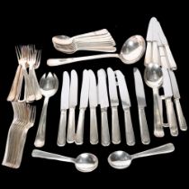 A set of French Art Deco silver plated cutlery, comprising 6 x 8-piece place settings, a pair of