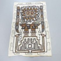 A small Peruvian hand stitched wall hanging. 70x45cm.
