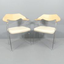 ROBIN DAY - A pair of of Hille 675 contemporary leather upholstered chairs