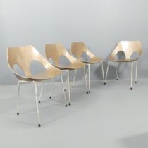 CARL JACOBS - A set of four mid-century Model C3 Jason stacking chairs, with bent-beech ply frame on