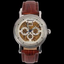 A gent's Ingersoll Gandhi automatic wristwatch, stainless steel cased with leather strap, boxed