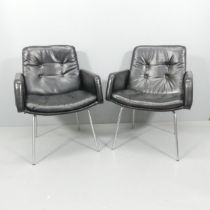 GEOFFREY D. HARCOURT FOR ARTIFORT - A pair of leather upholstered lounge chairs, with maker's