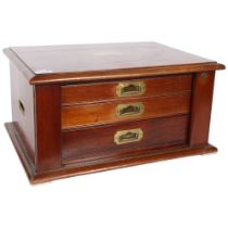 A Victorian mahogany Wellington cutlery chest, with 3 fitted drawers and recessed brass handles,