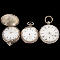 A 19th century silver-cased full hunter pocket watch, white enamel dial and black Roman numerals,