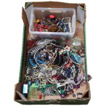 A quantity of various modern mixed costume jewellery, necklaces, bangles, brooches, etc (boxful)